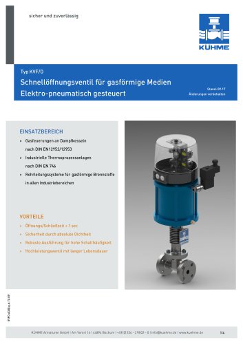 Schnellöffnungsventil für gasförmige Medien - Typ KVF/O (ANSI 300lbs.)