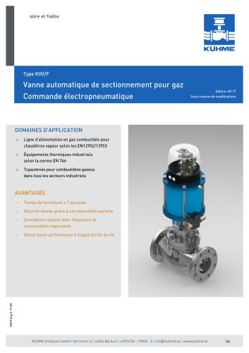 Vanne automatique de sectionnement pour gaz - Type KVII/F (DIN)