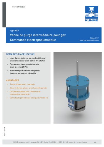 Vanne de purge intermédiaire pour gaz - Type KEV (DIN)