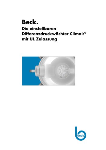 Beck. Die einstellbaren Differenzdruckwächter Climair® mit UL Zulassung