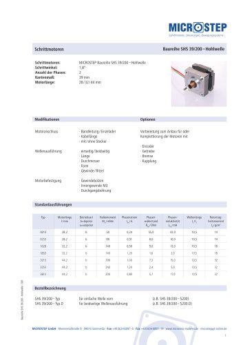 Baureihe SHS 39/200–Hohlwelle