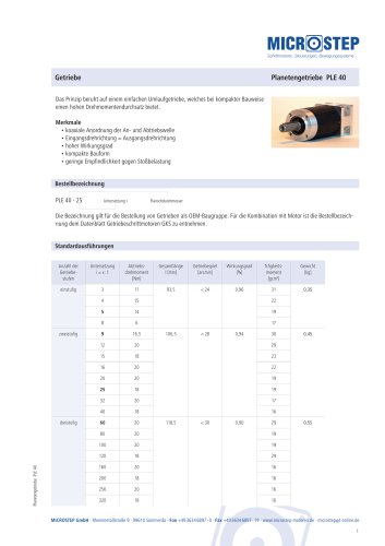 Planetengetriebe PLE 40