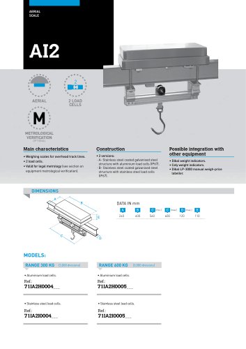 2 LOAD CELLS AERIAL SCALES AI2 SERIES