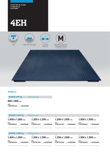 4 LOAD CELLS TOP-OF-FLOOR OR PIT WEIGHING PLATFORMS 4EH SERIES