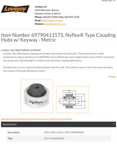 Nyflex® Type Coupling Hubs w/ Keyway - Metric