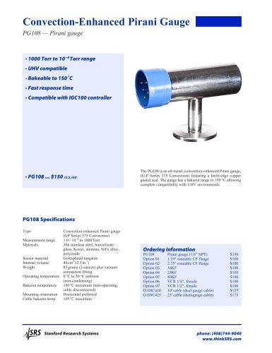 PG108Convection Enhanced Pirani Gauges