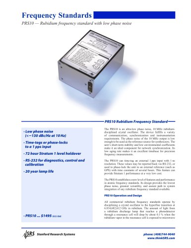 PRS10 — Rubidium frequency standard with low phase noise