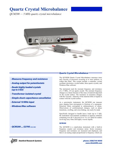 QCM200 Quartz Crystal Microbalances