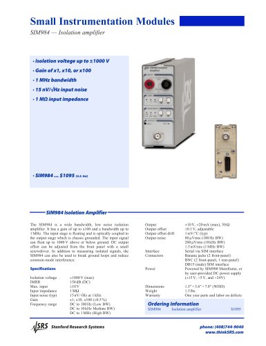 SIM984 — Isolation amplifier