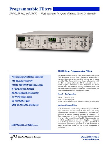 SR640 Programmable Filters