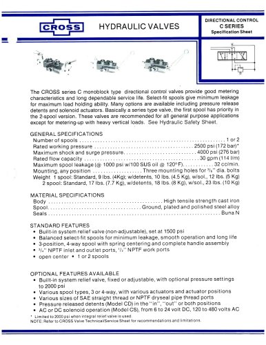 CROSS C Series Valves