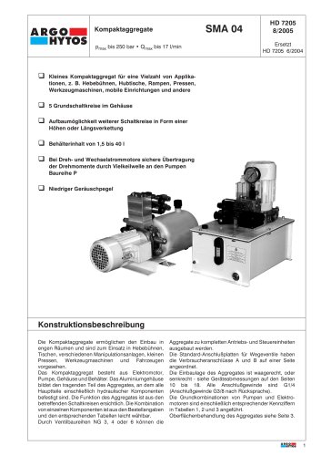 Kompaktaggregat 250 bar 17 l/min SMA 04 7205