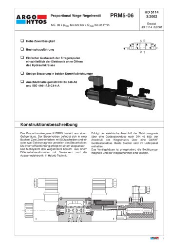 NG06 Proportional Wegeventil Buchsenventil 320 bar 35 l/min PRM5-06 5114