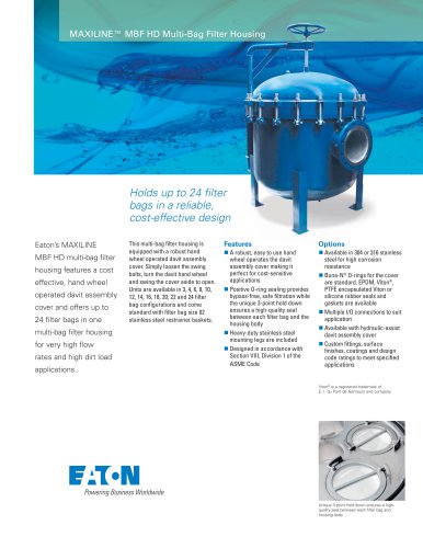 MAXILINE&trade; MBF HD Multi-Bag Filter Housing