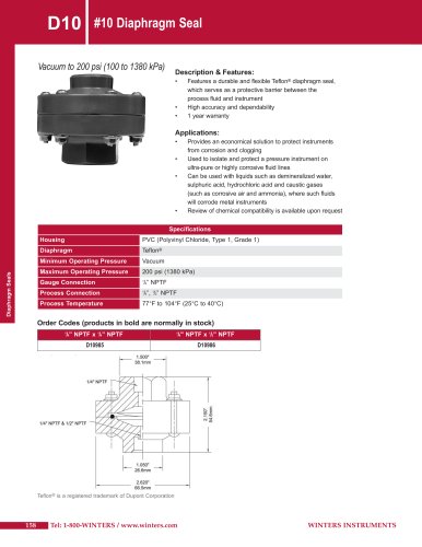 D10 #10 Diaphragm Seal