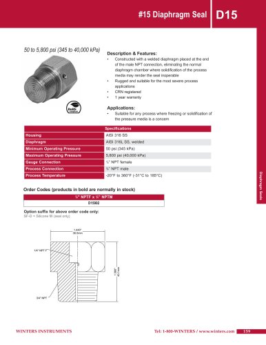 D15 #15 Diaphragm Seal