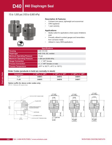D40 #40 Diaphragm Seal