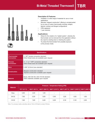 TBR Bi-Metal Thermowell