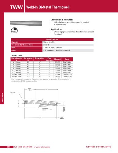 TWW Weld-In Threaded Thermowell