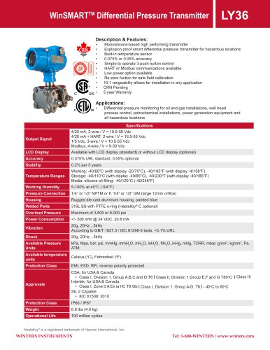 WinSMARTTM Differential Pressure Transmitter