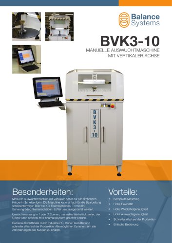 BVK3-10 Manuelle Auswuchtmaschine mit Vertikaler Achse