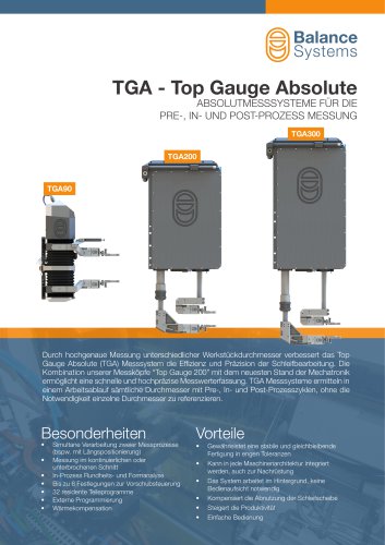 TGA – Top Gauge Absolute Absolutmesssysteme für die Pre-, In- und Post-Prozess Messung