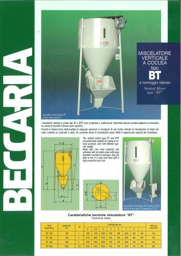 Vertical mixer type BT and BTP