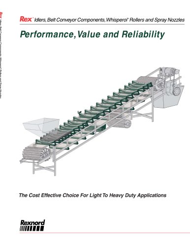 Rexnord® Idlers, Belt Conveyor Components, Whisperol® Rollers and Spray Nozzles