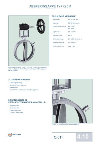 ABSPERRKLAPPE TYP Q 011