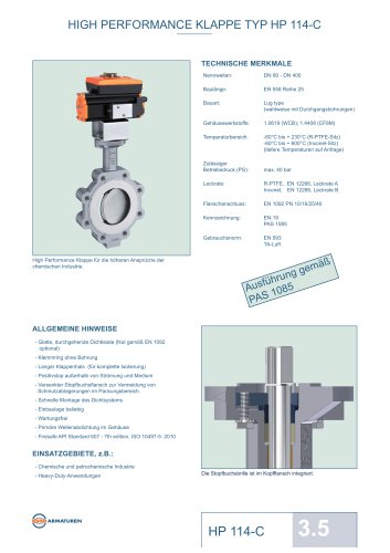 HIGH PERFORMANCE KLAPPE TYP HP 114-C