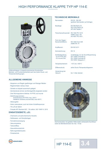 HIGH PERFORMANCE KLAPPE TYP HP 114-E