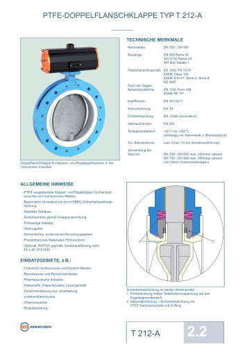 PTFE-DOPPELFLANSCHKLAPPE TYP T 212-A