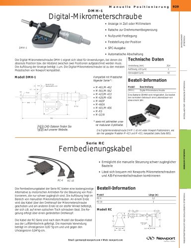 DMH-1 Digital-Mikrometerschraube, Fernbedienungskabel