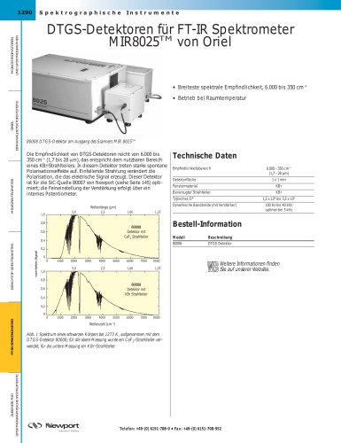 DTGS-Detektoren für FT-IR Spektrometer MIR8025TM von Oriel