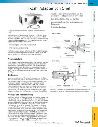 F-Zahl Adapter von Oriel, X-Y-Z-Fokussierlinseneinheiten für modulare Spektrometer von Oriel