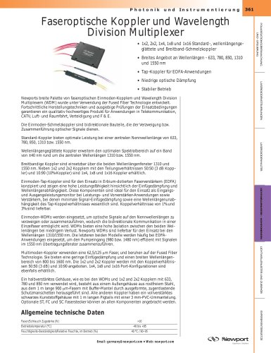 Faseroptische Koppler und Wavelength  Division Multiplexer