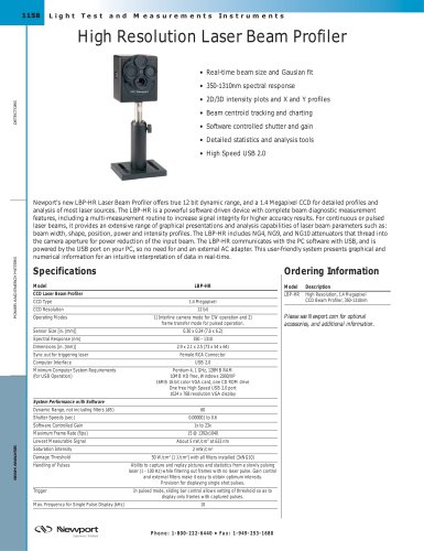 High Resolution CCD Laser Beam Profiler  