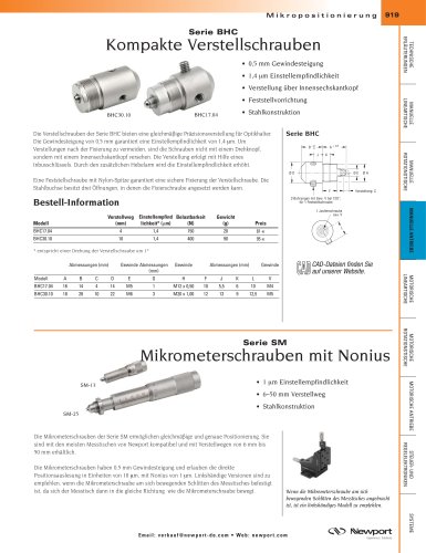 Kompakte Verstellschrauben Serie BHC