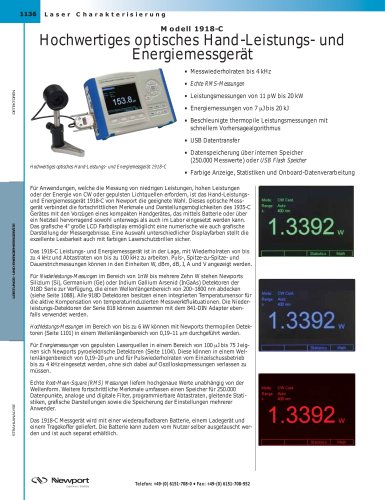 Modell 1918-C Hochwertiges optisches Hand-Leistungs- und Energiemessgerät
