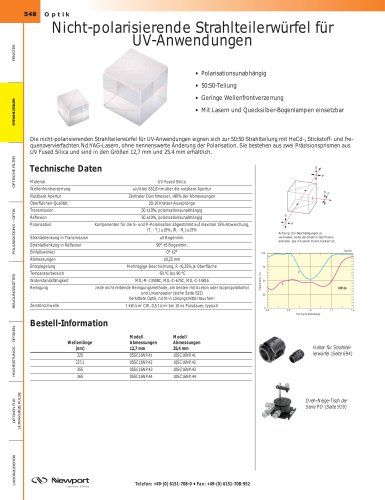 Nicht-polarisierende Strahlteilerwürfel für  UV-Anwendungen