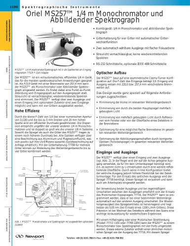 Oriel MS257™ 1/4 m Monochromator und Abbildender Spektrograph