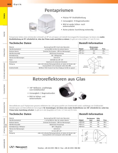 Pentaprismen, Retroreflektoren aus Glas