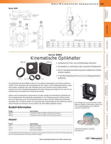 Serie 600A  Kinematische Optikhalter