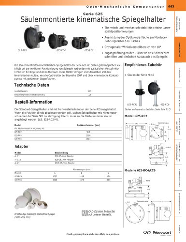 Serie 625  Säulenmontierte kinematische Spiegelhalter