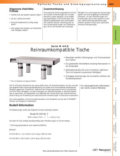 Serie M-UCS Reinraumkompatible Tische