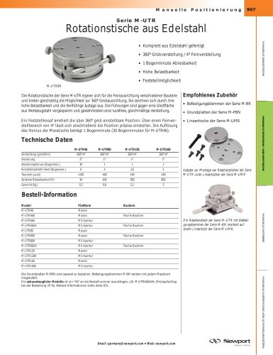 Serie M-UTR Rotationstische aus Edelstahl