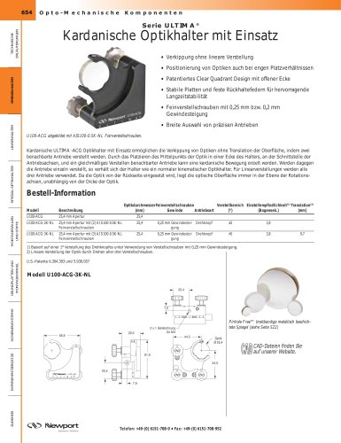 Serie ULTIMA® Kardanische Optikhalter mit Einsatz