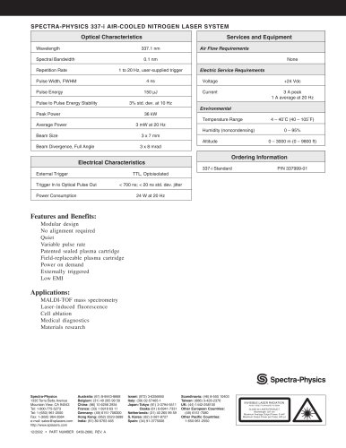 SPECTRA-PHYSICS 337-i AIR-COOLED NITROGEN LASER SYSTEM