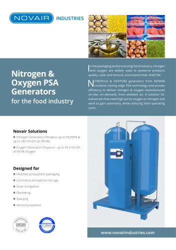 Nitrogen & Oxygen Generators for food industry