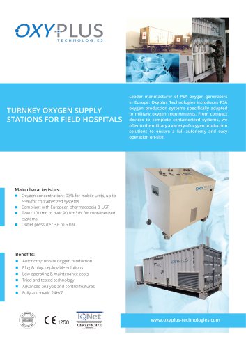 TURNKEY OXYGEN SUPPLY STATIONS FOR FIELD HOSPITALS